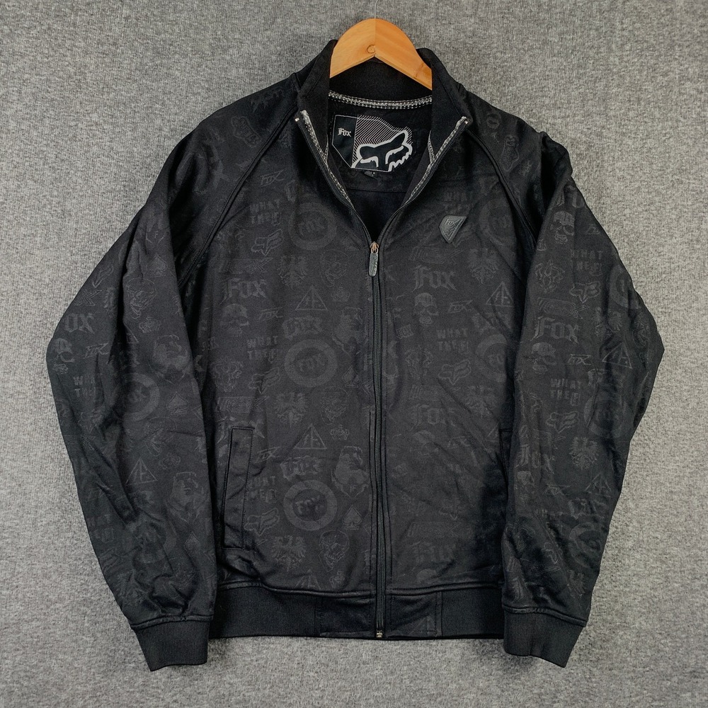 Vtg Fox Racing Jacket Men XL Black AOP Skull Biker Y2K Era Grunge Motocross